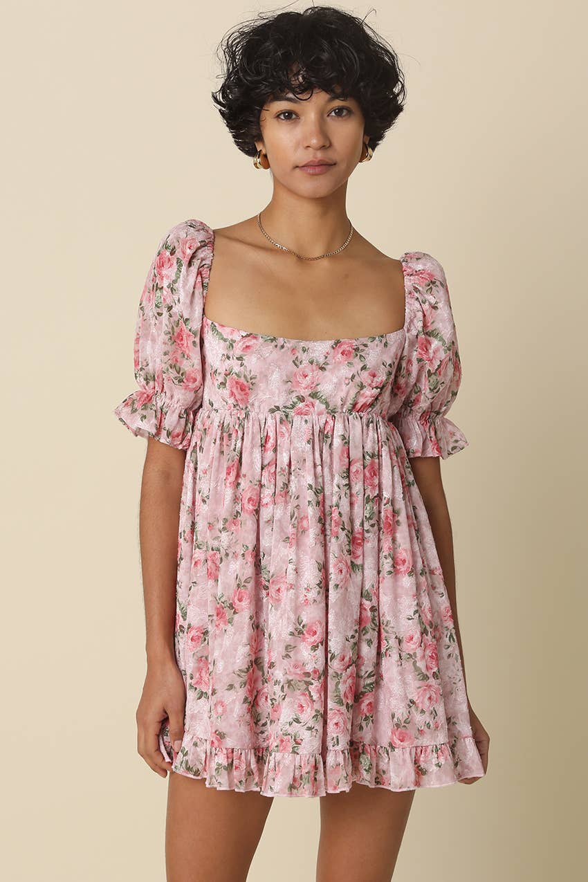 Briley Floral Puff-Sleeve Dress