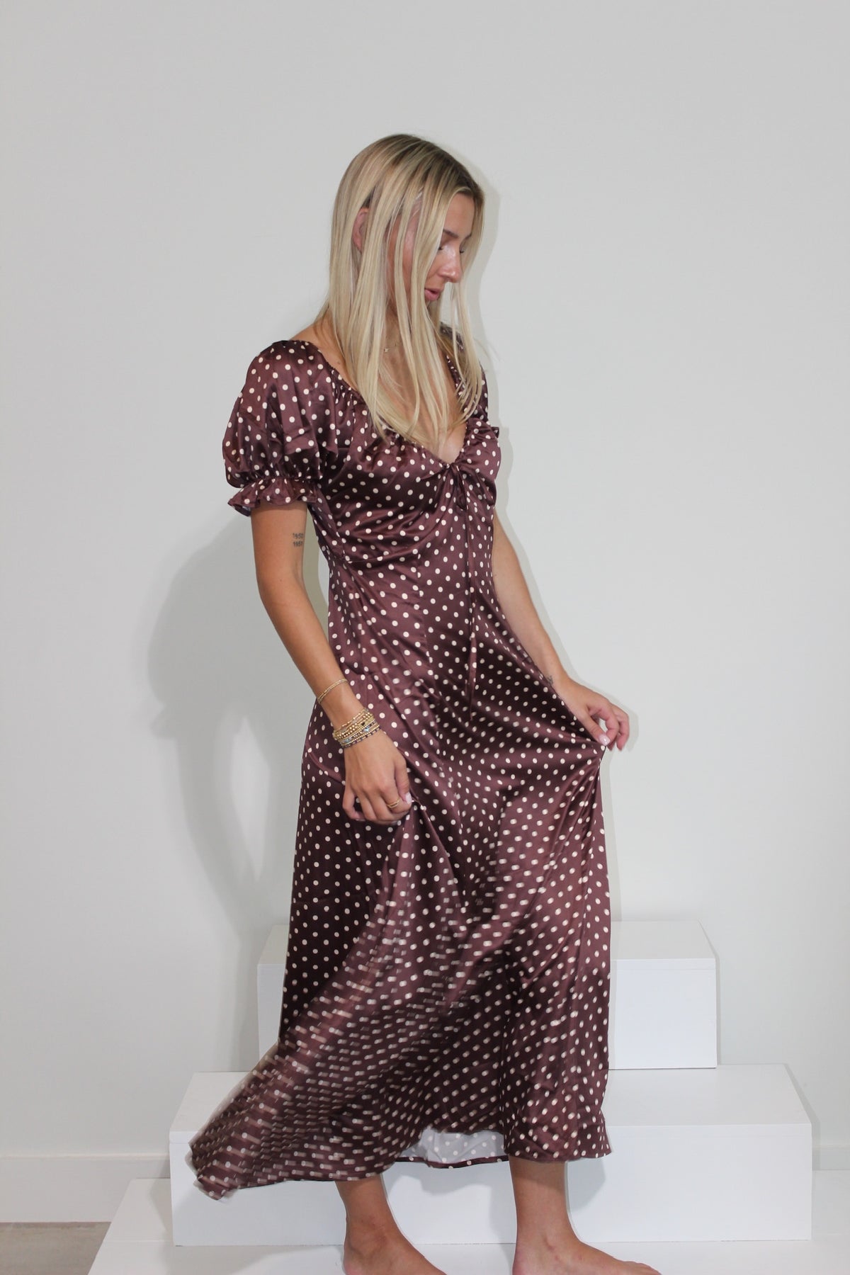 Polka Dot Short Sleeve Maxi