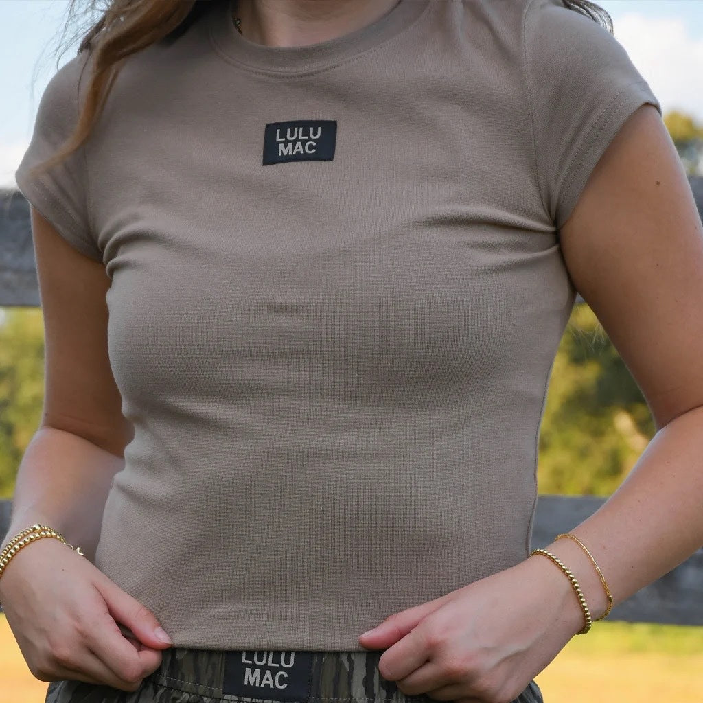 Lulu Mac Mossy Oak Taupe Baby Tee