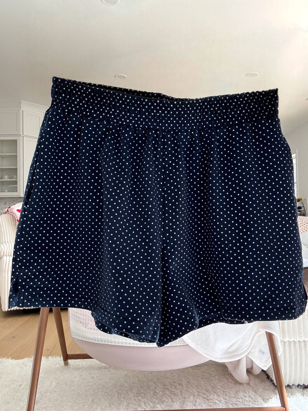 Navy Blue Polka Dot Loungewear Shorts