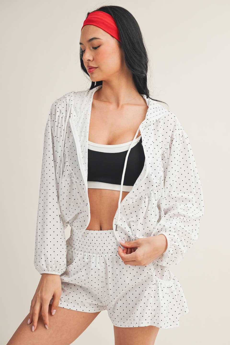 Lightweight Polka Dot Print Jacket