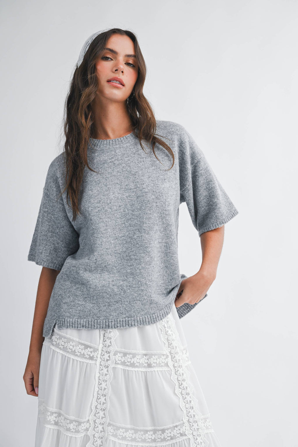 Short Sleeve Knit Sweater