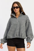 Half Zip Oversized Sweater with Cord