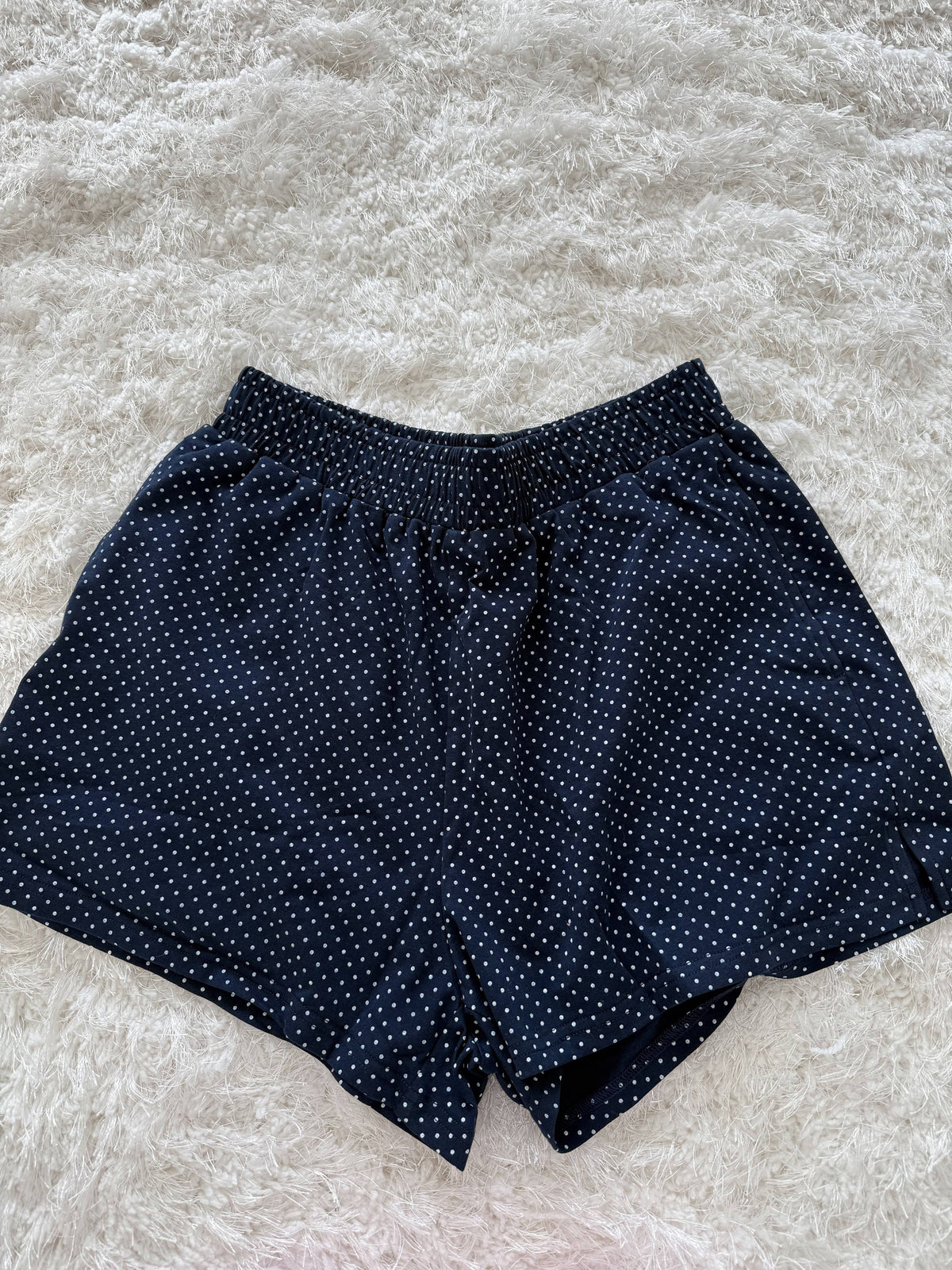 Navy Blue Polka Dot Loungewear Shorts