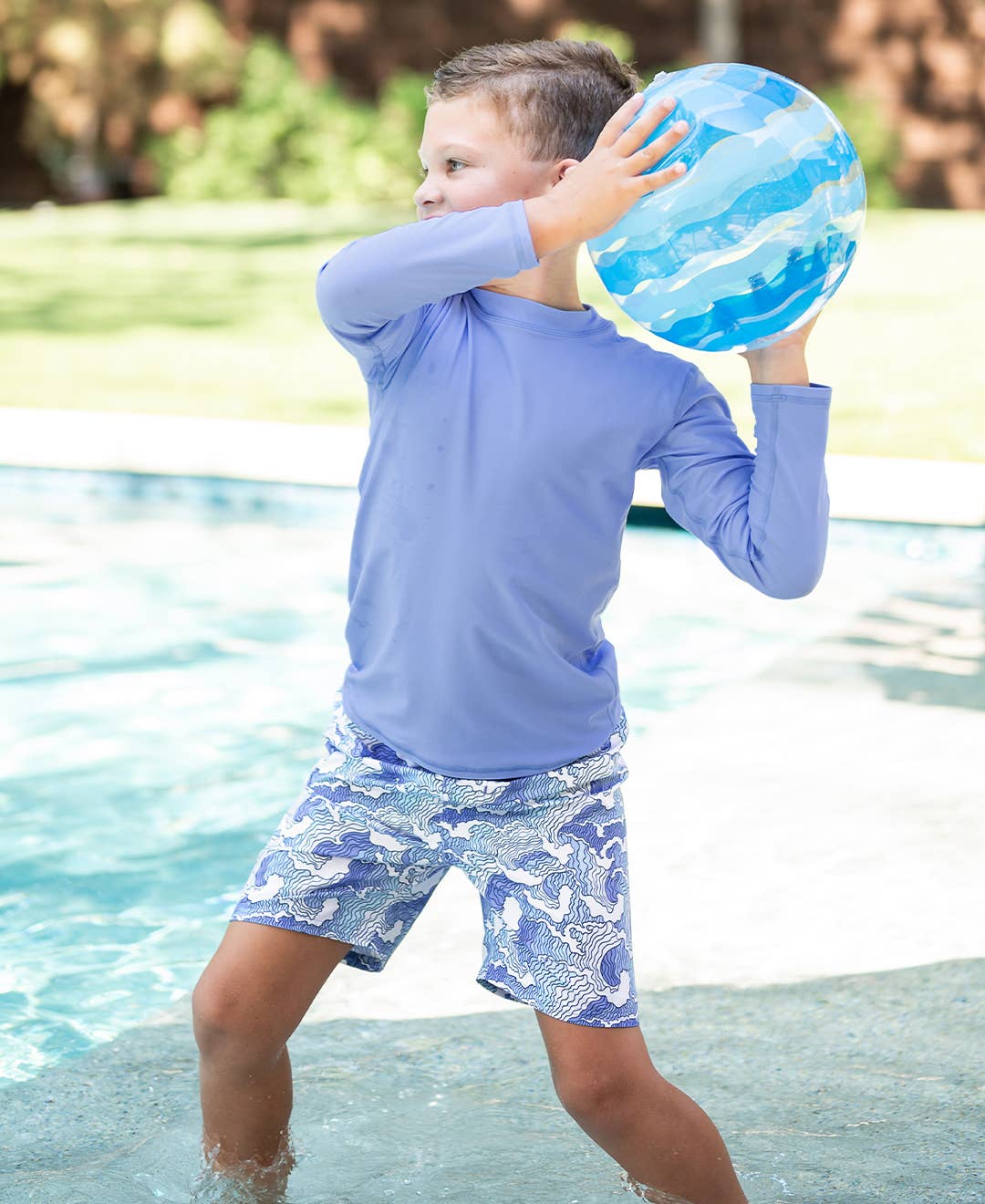 Boys Periwinkle Blue Long Sleeve Rash Guard