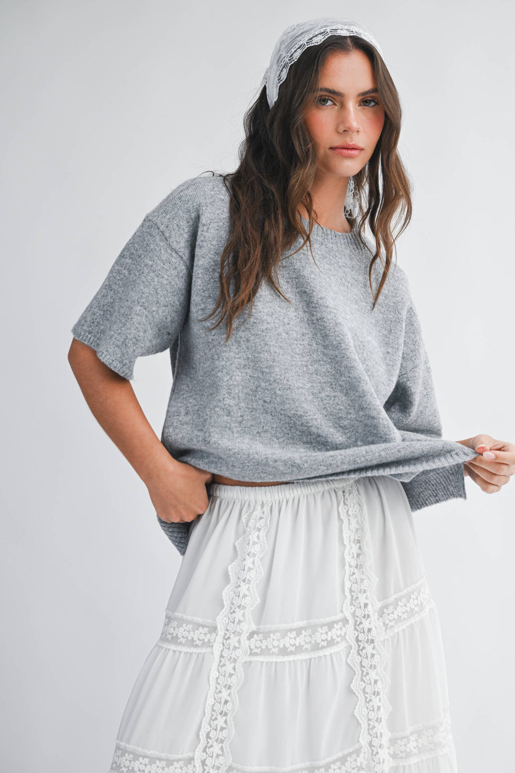 Short Sleeve Knit Sweater