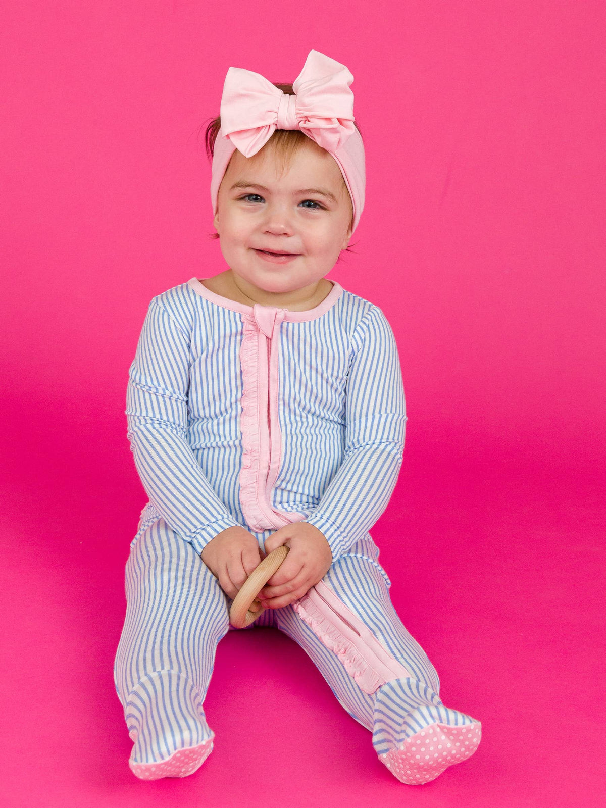 Bamboo Stripe Ruffle Pajama