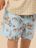 Boys Blue Western Trail Toile Performance Court Shorts