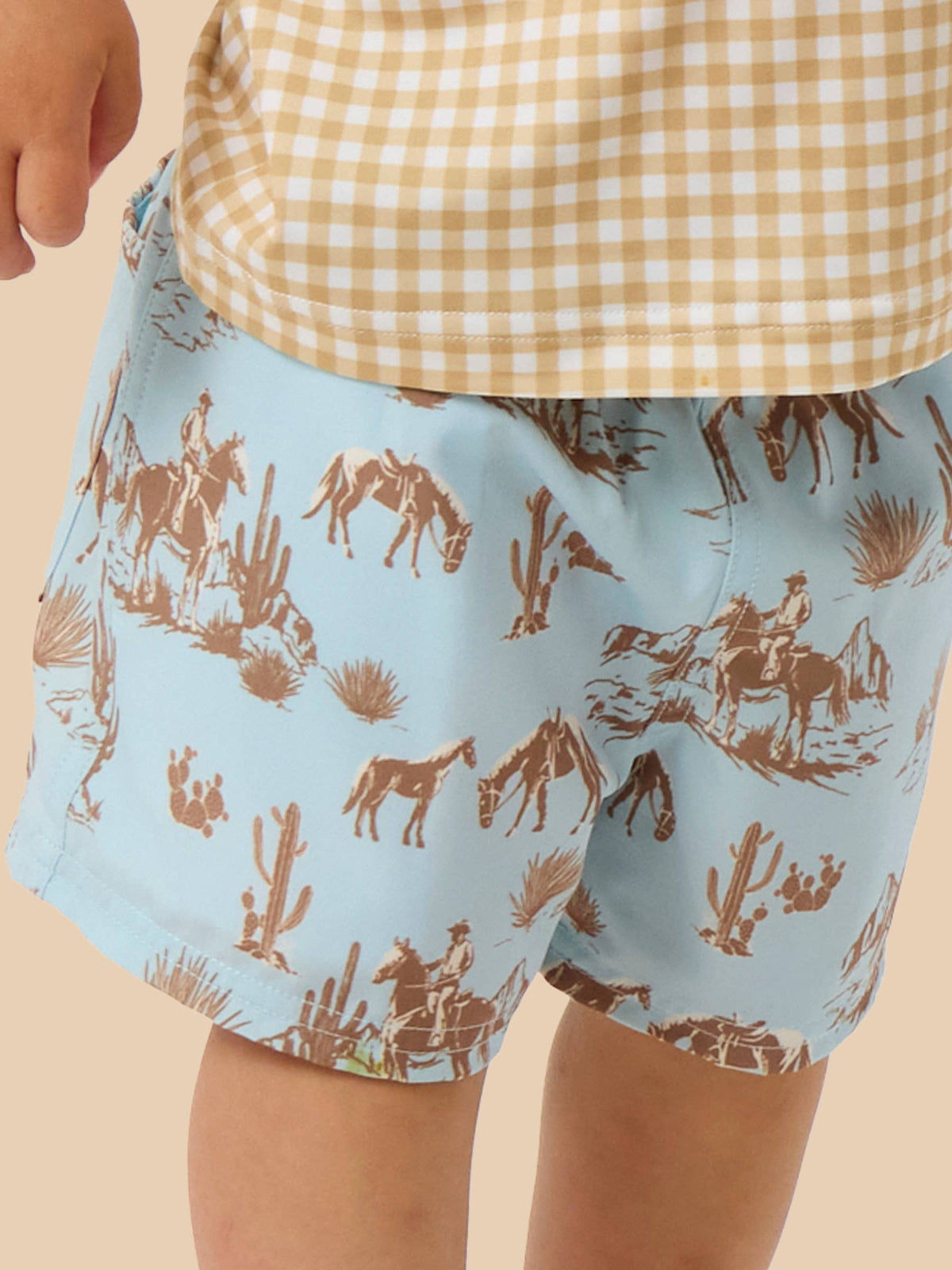 Boys Blue Western Trail Toile Performance Court Shorts
