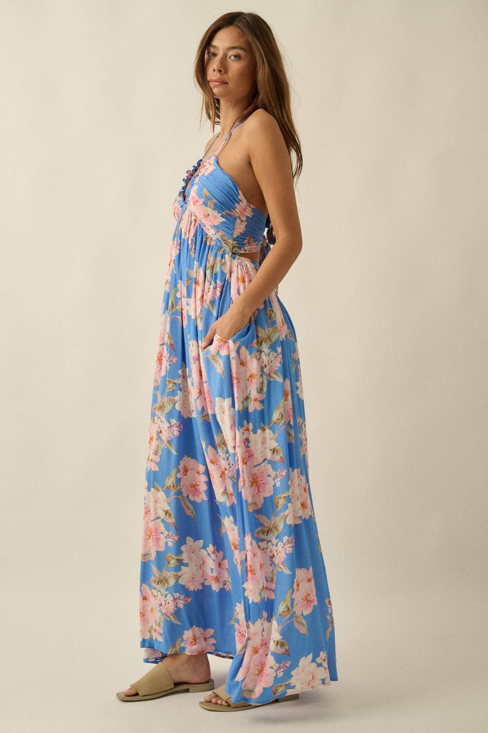 Floral Crepe Halter Maxi