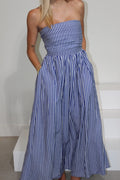 Striped Strapless Flare Maxi