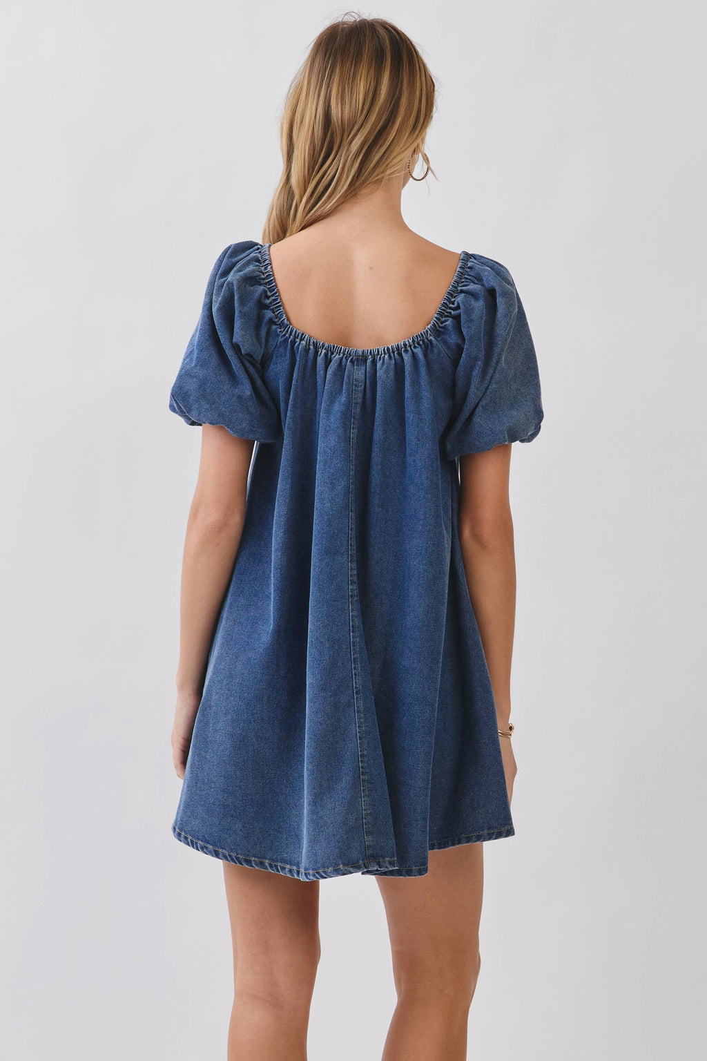 Denim Puff Sleeve Mini Dress