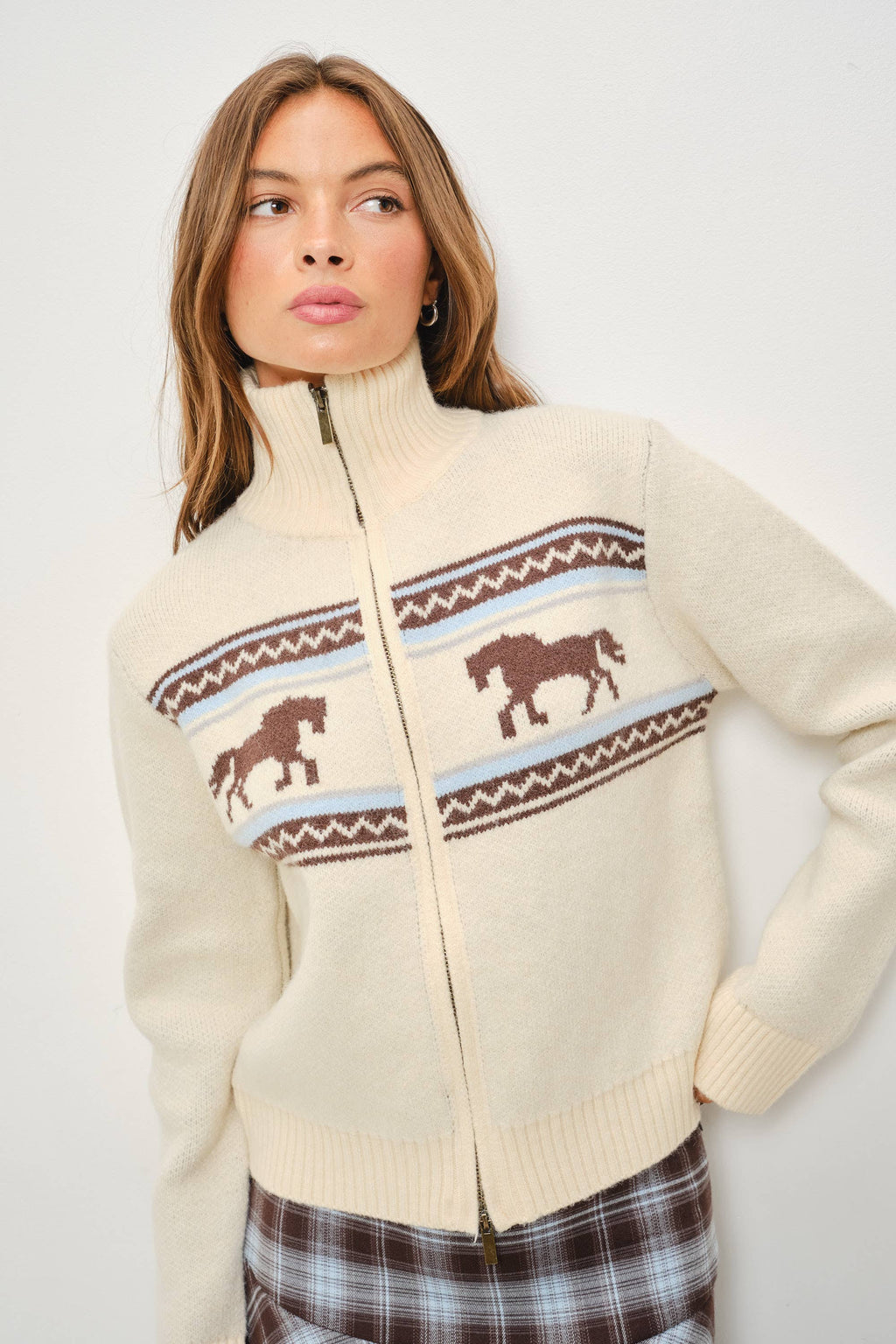 Horse Zip-Up Sweater Jacket