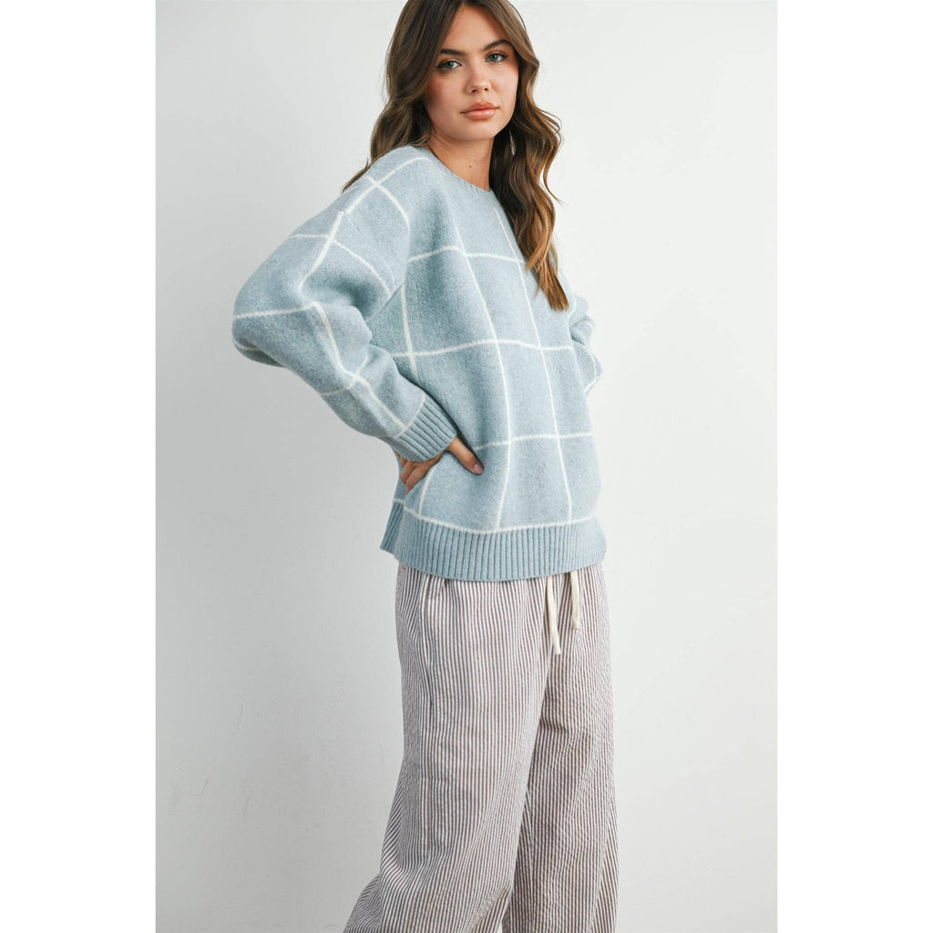 Checkered Crew Neck Sweater