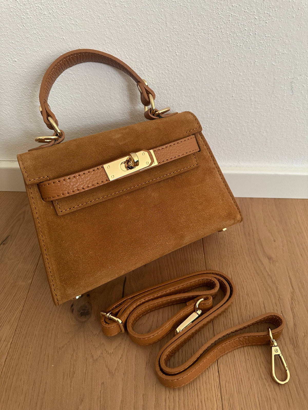 Mini K Suede Bag - Beige
