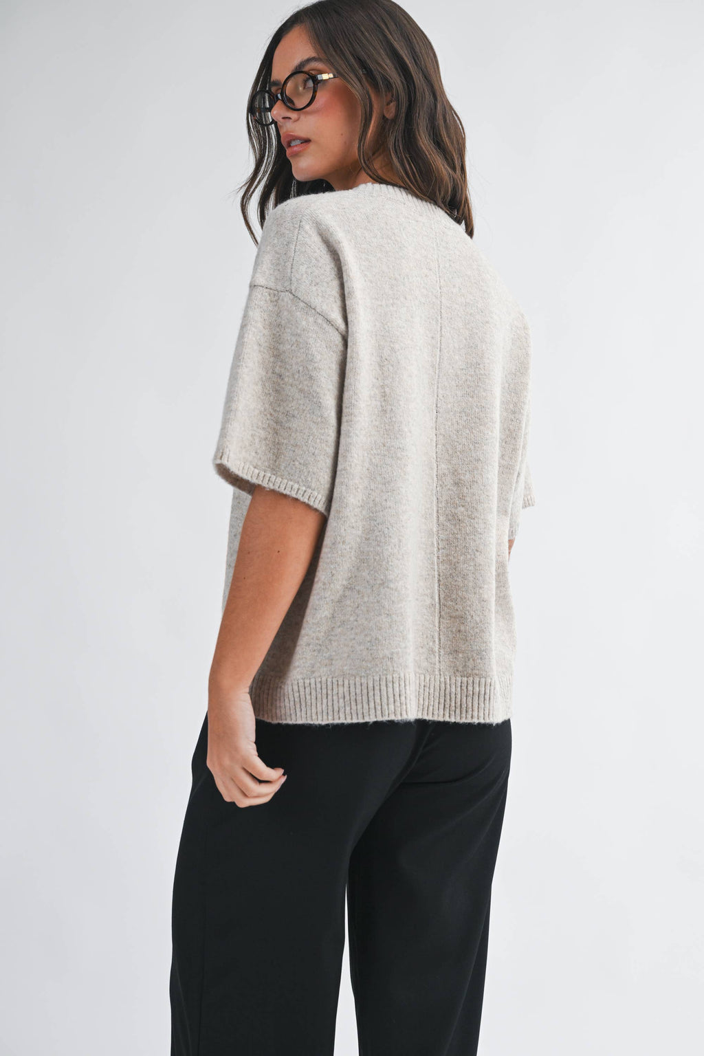 Short Sleeve Knit Sweater