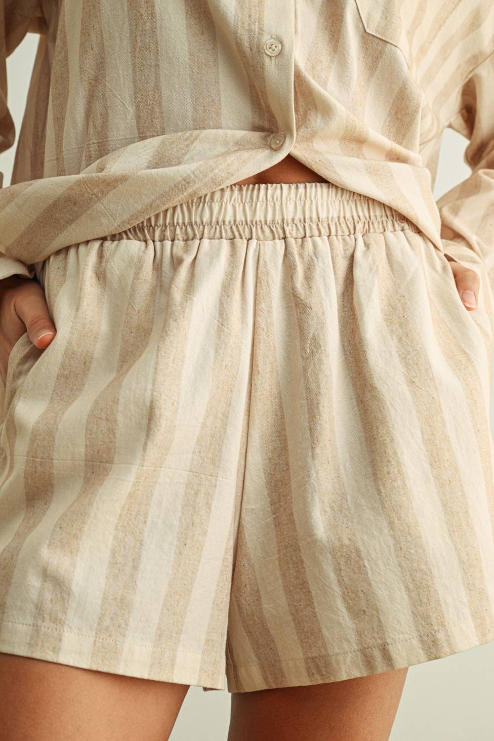Striped Elastic Waist Shorts