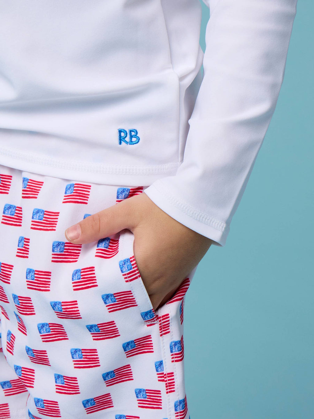 Boys Freedom Flags Performance Hybrid Swim Trunks