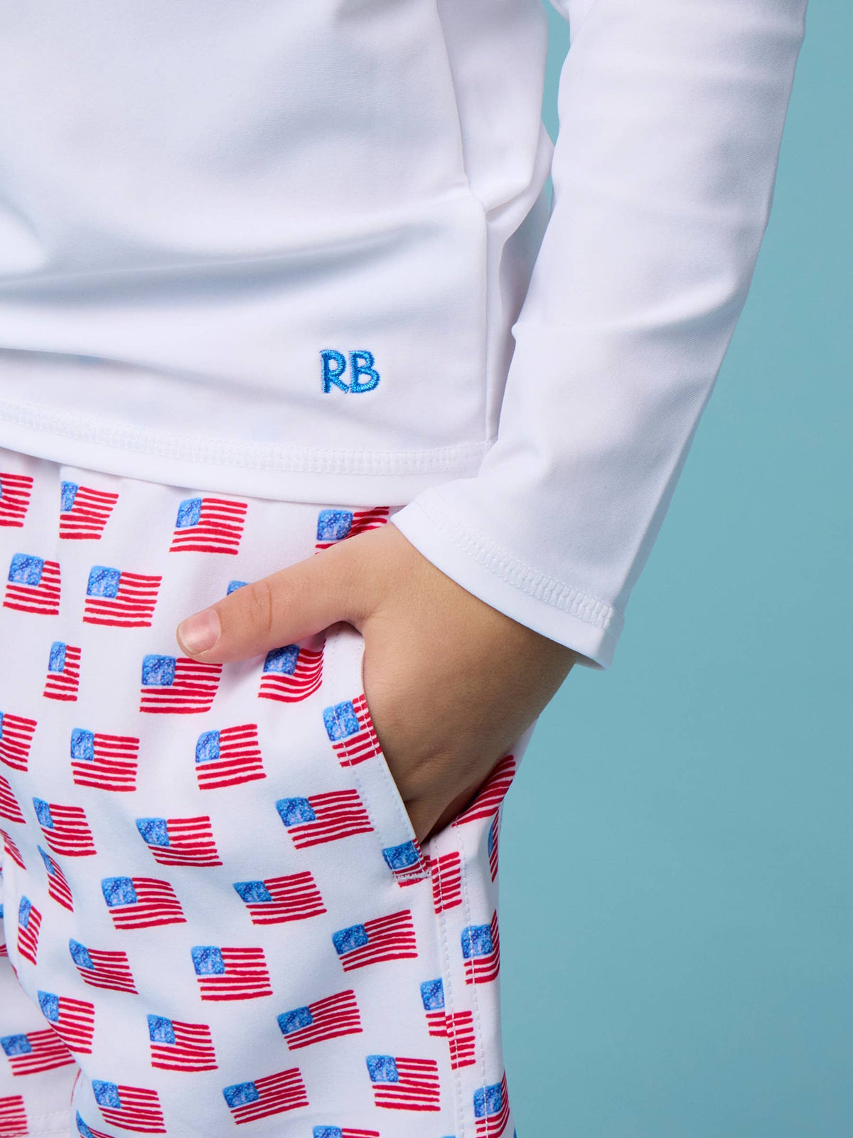 Boys Freedom Flags Performance Hybrid Swim Trunks