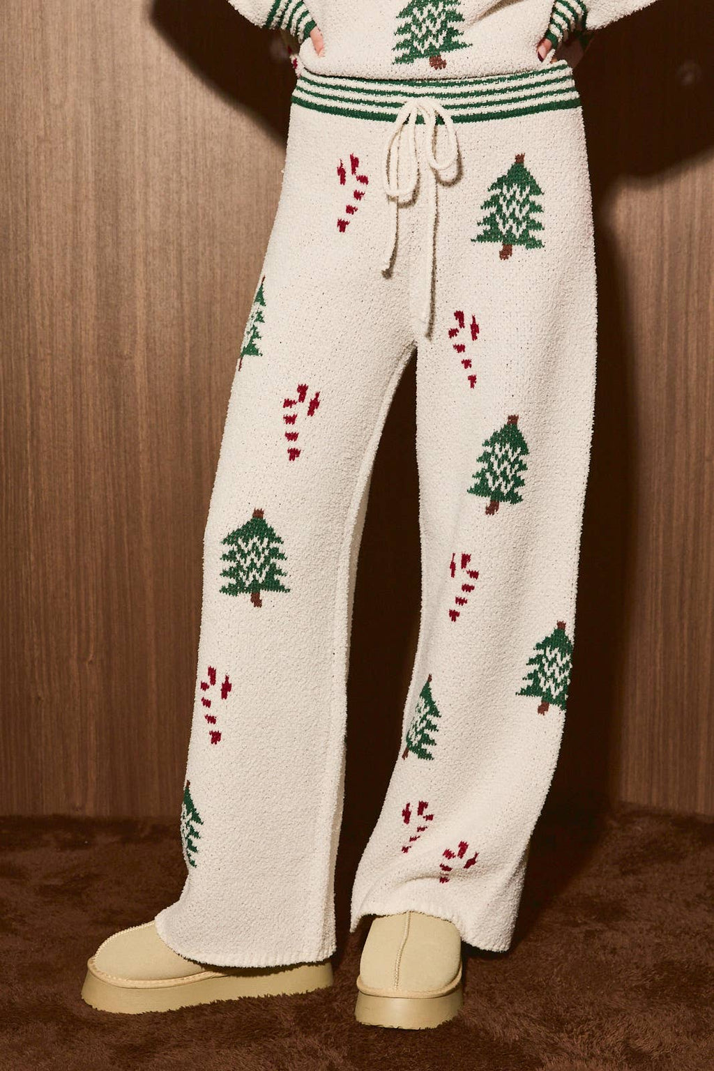 Christmas Tree Wide Leg Sweater Pants
