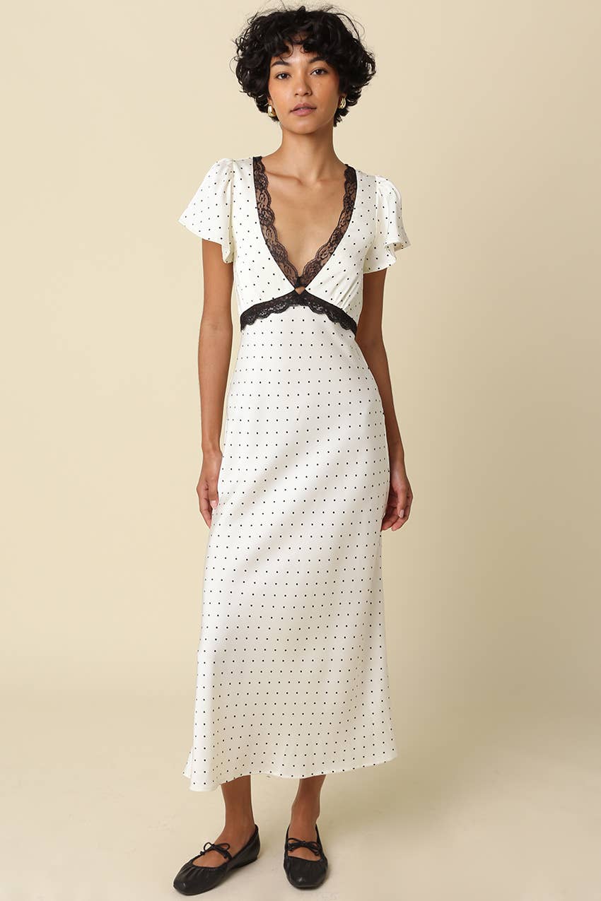 Effie Lace Trim Midi Dress