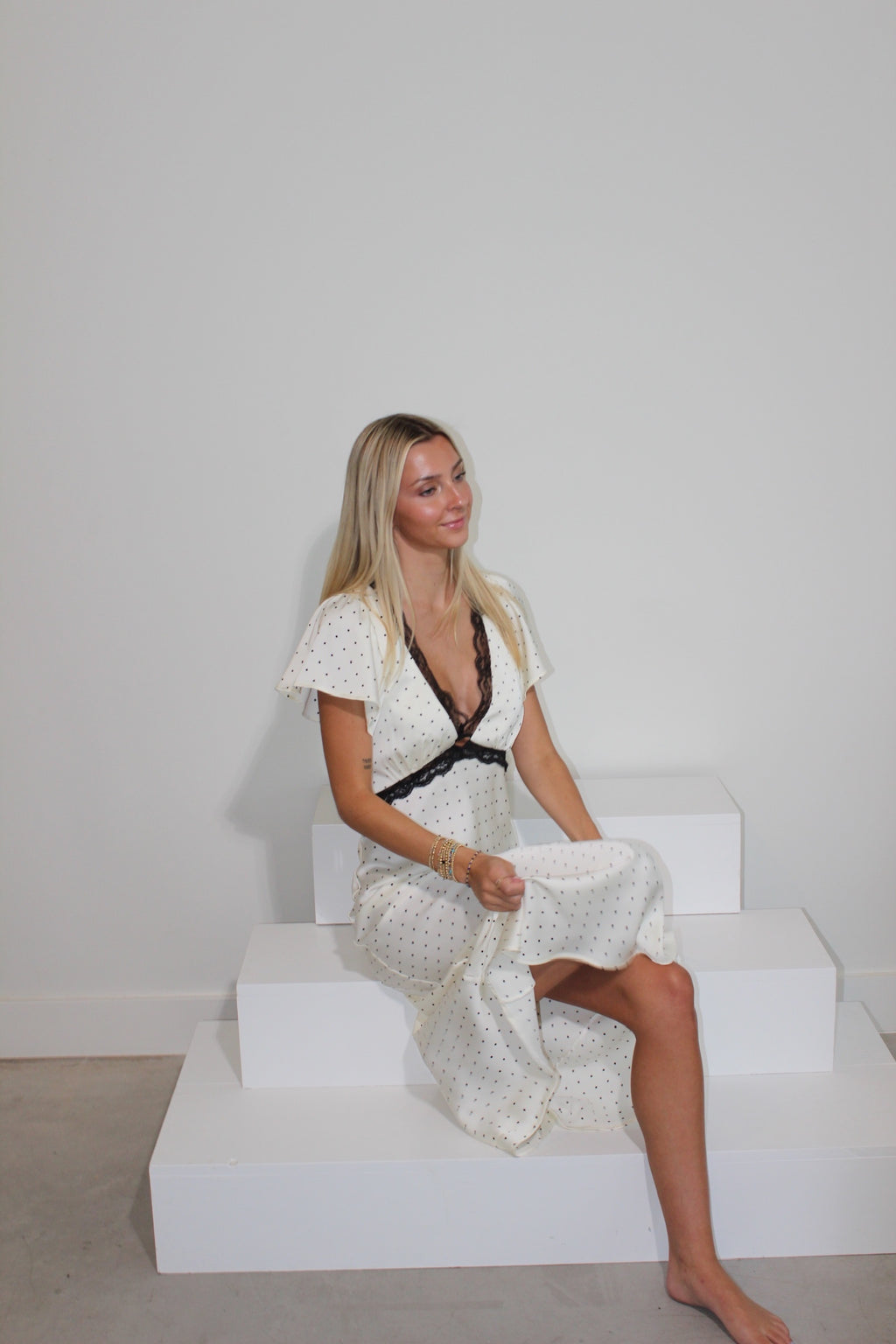 Effie Lace Trim Midi Dress