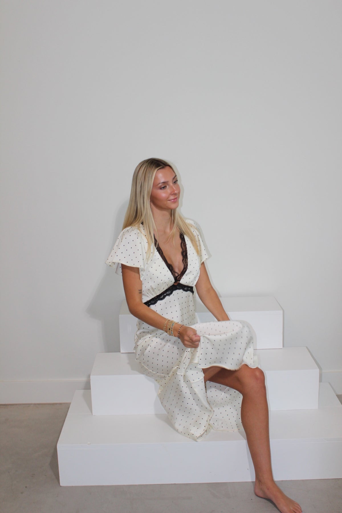 Effie Lace Trim Midi Dress