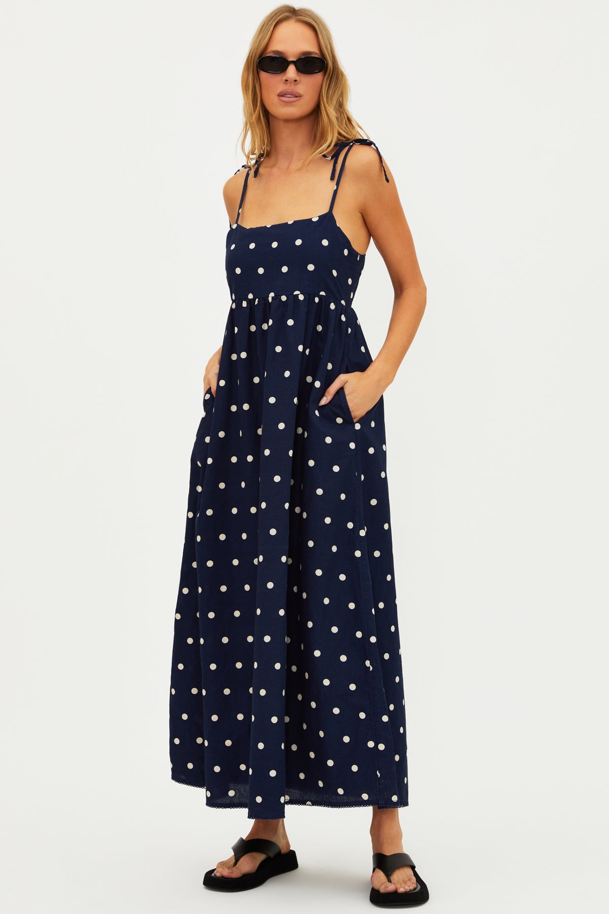 Valory Maxi Dress in Navy Dots