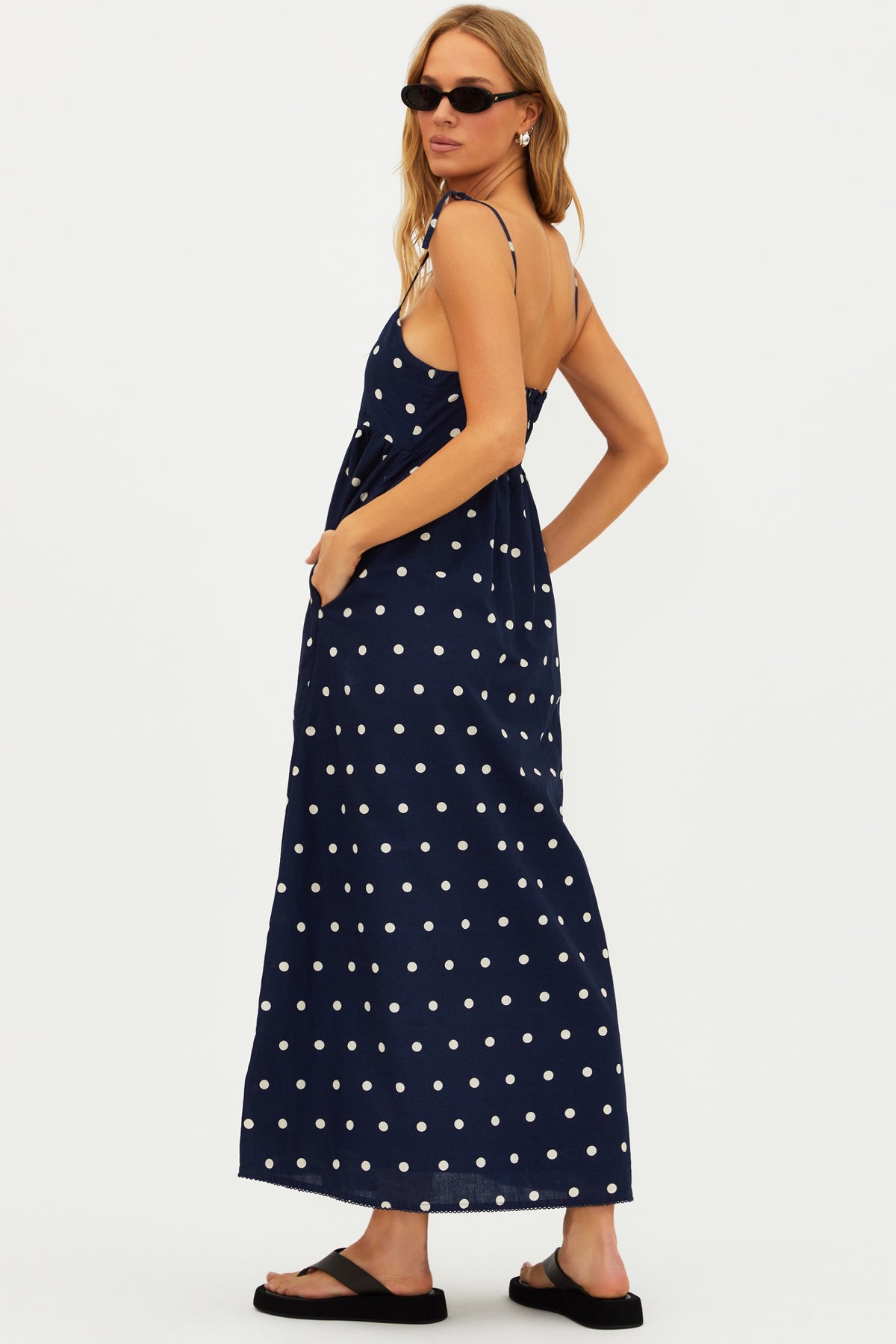 Valory Maxi Dress in Navy Dots