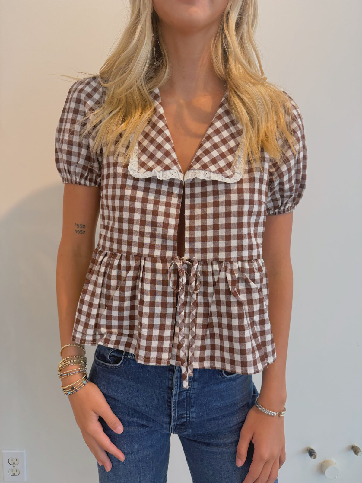 Collared Gingham Blouse