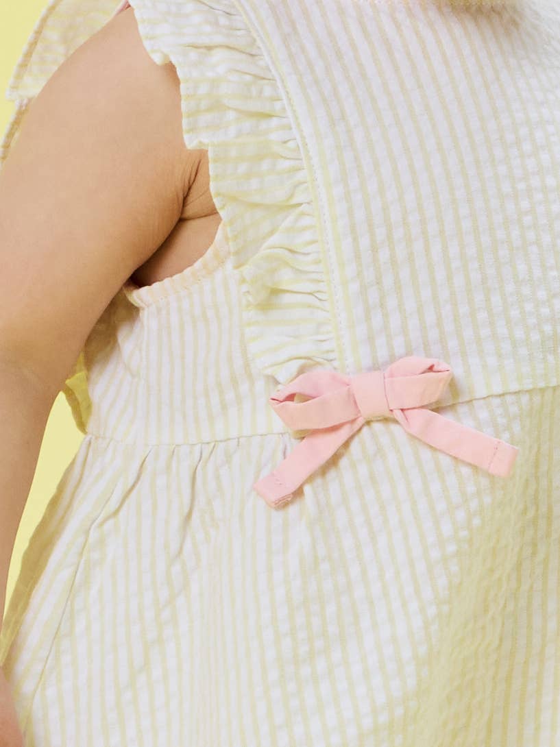 Banana Seersucker Bow Dress