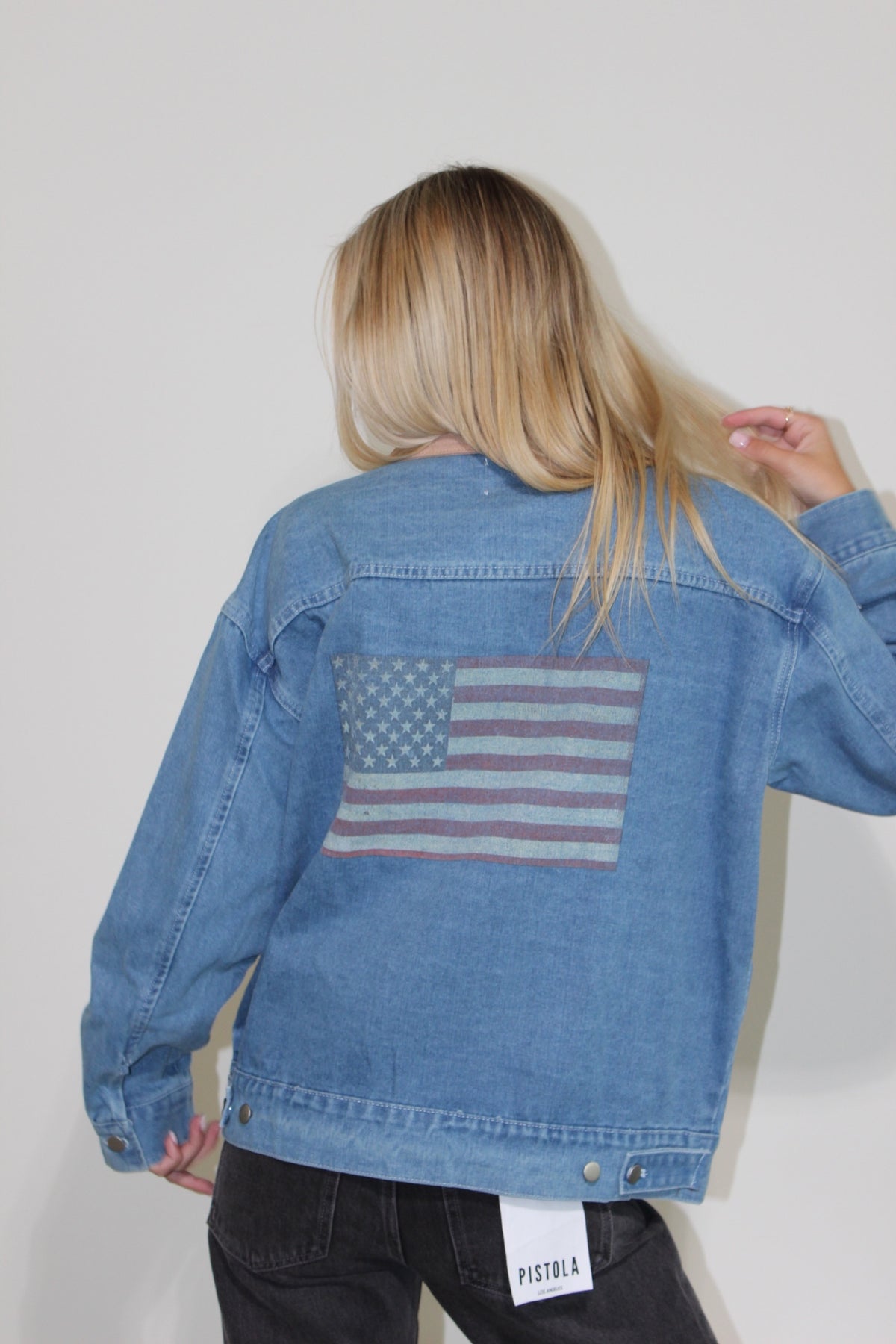 Oversized Denim Flag Jacket