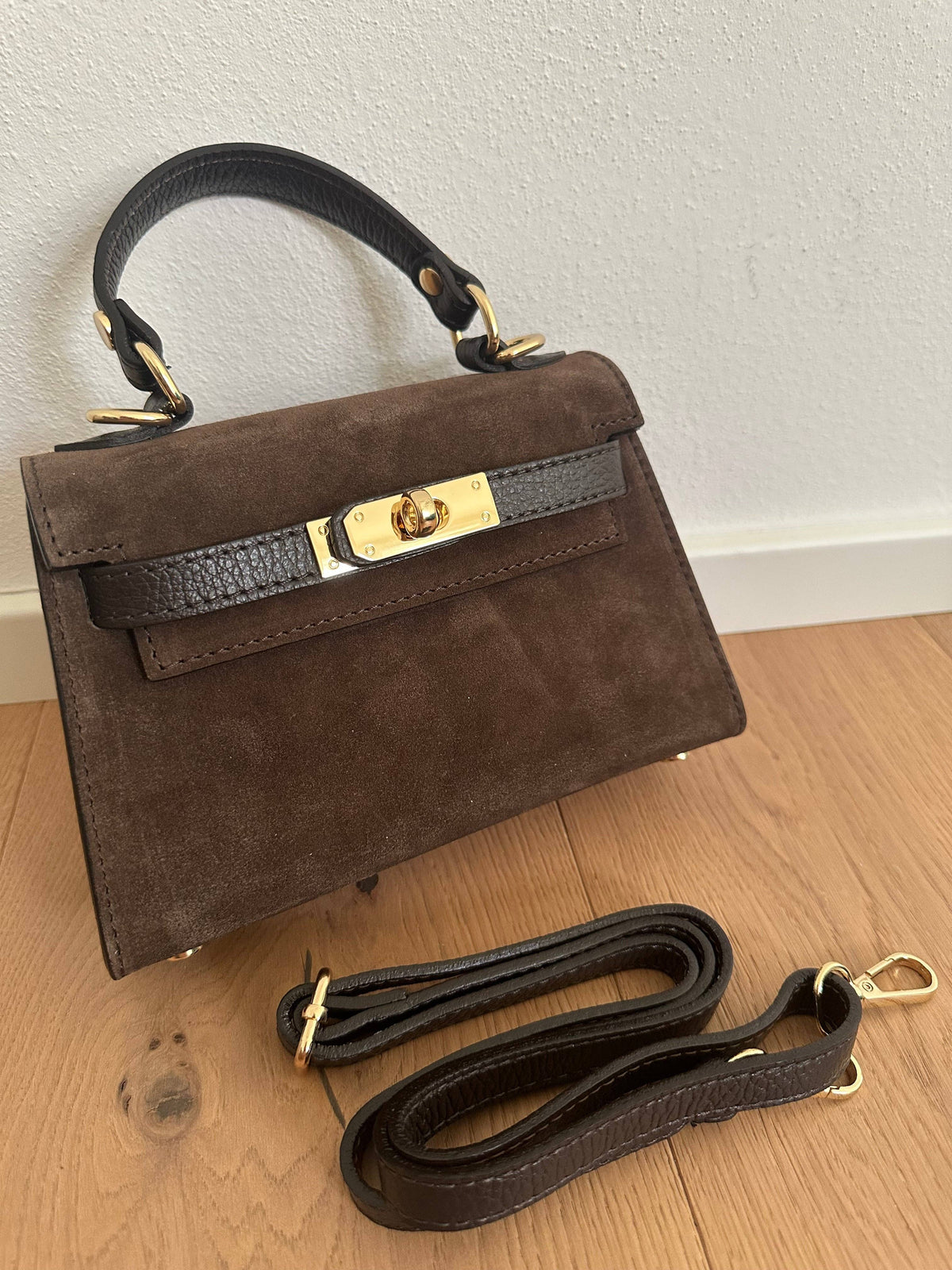 Mini K Suede Bag - Beige