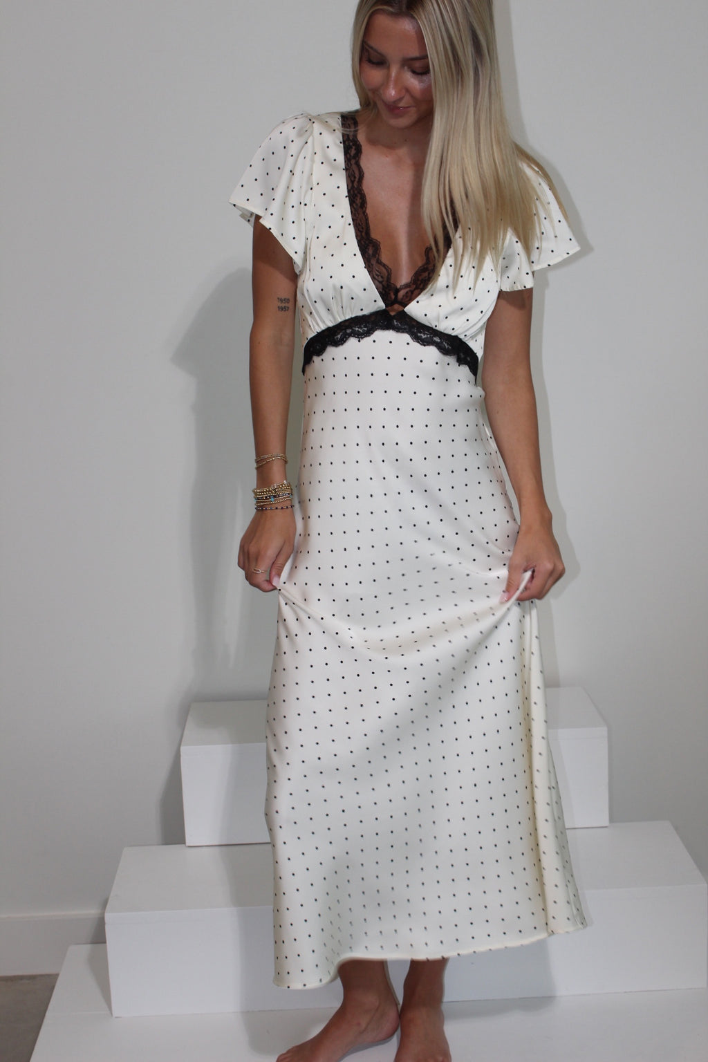 Effie Lace Trim Midi Dress
