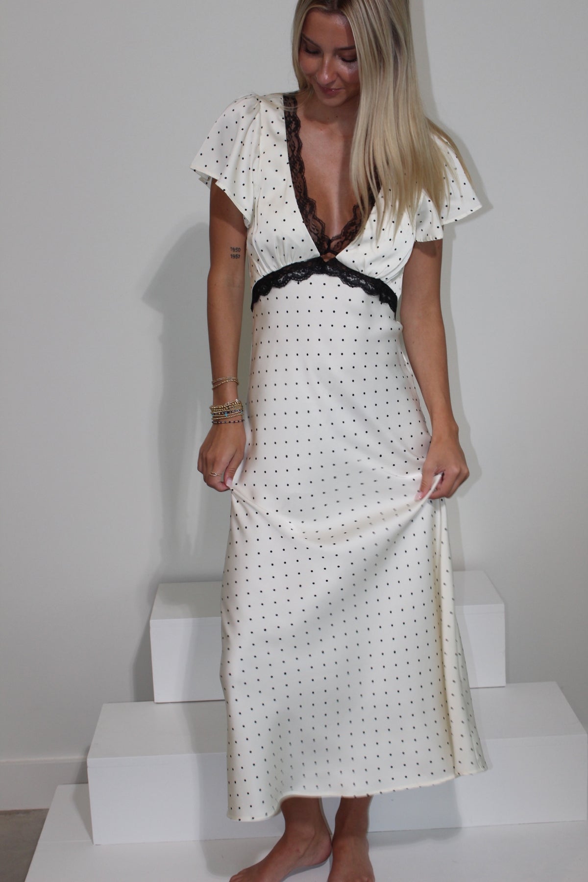 Effie Lace Trim Midi Dress