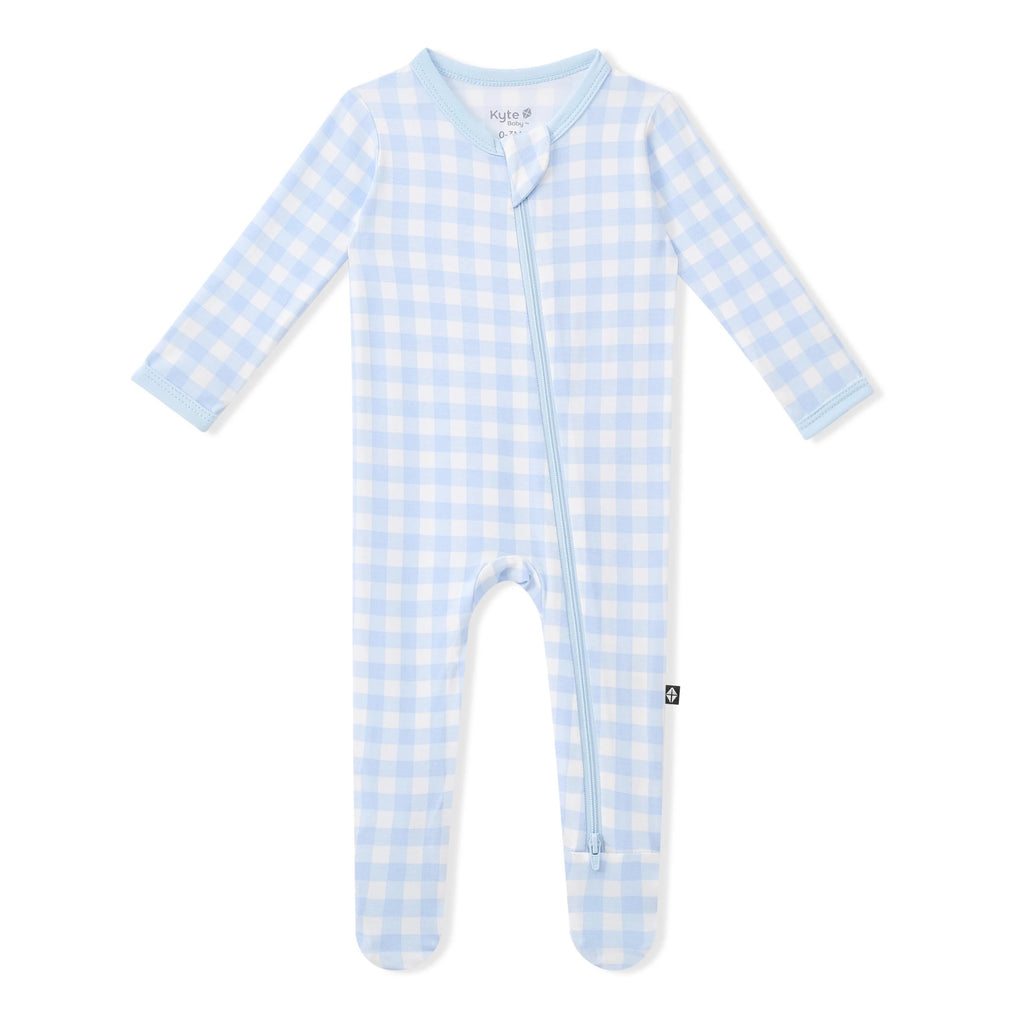 Zippered Footie in Gingham Breeze