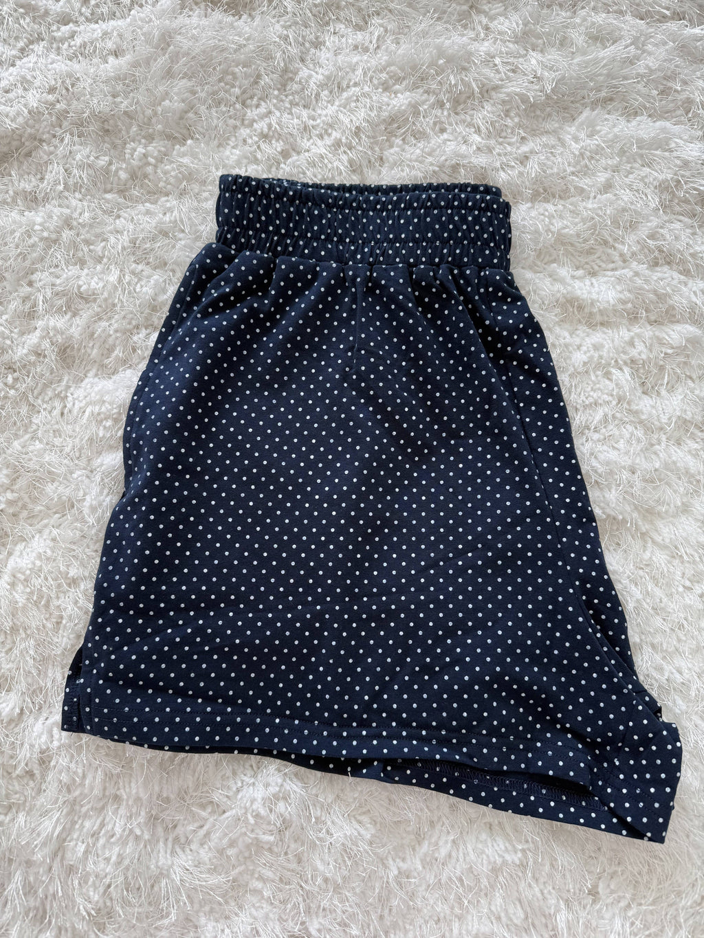 Navy Blue Polka Dot Loungewear Shorts
