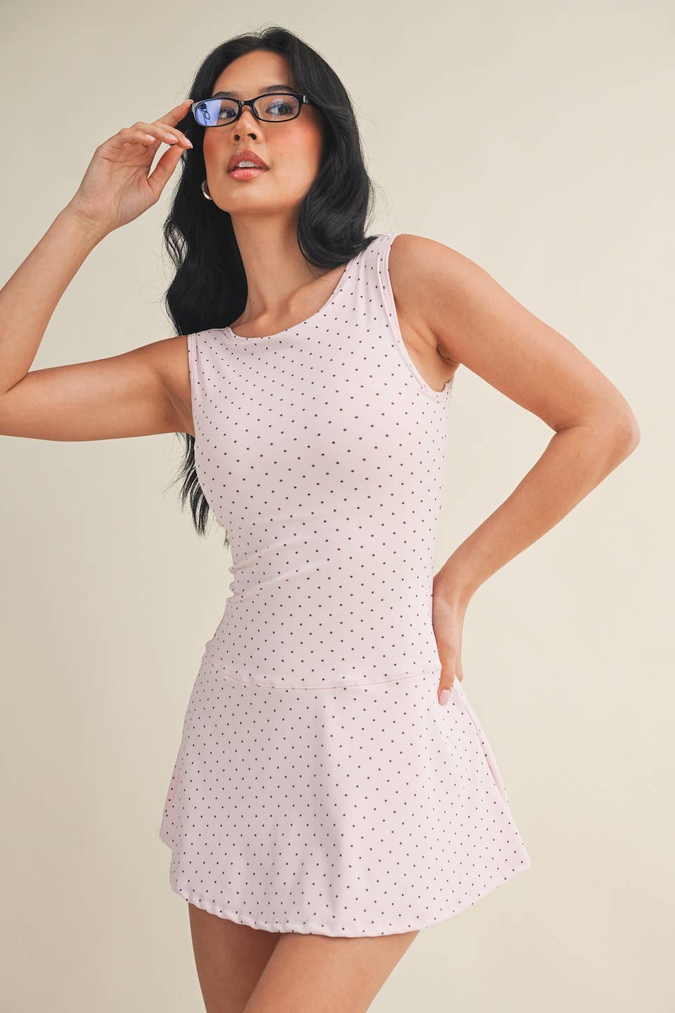 Polka Dot Print Active Mini Dress
