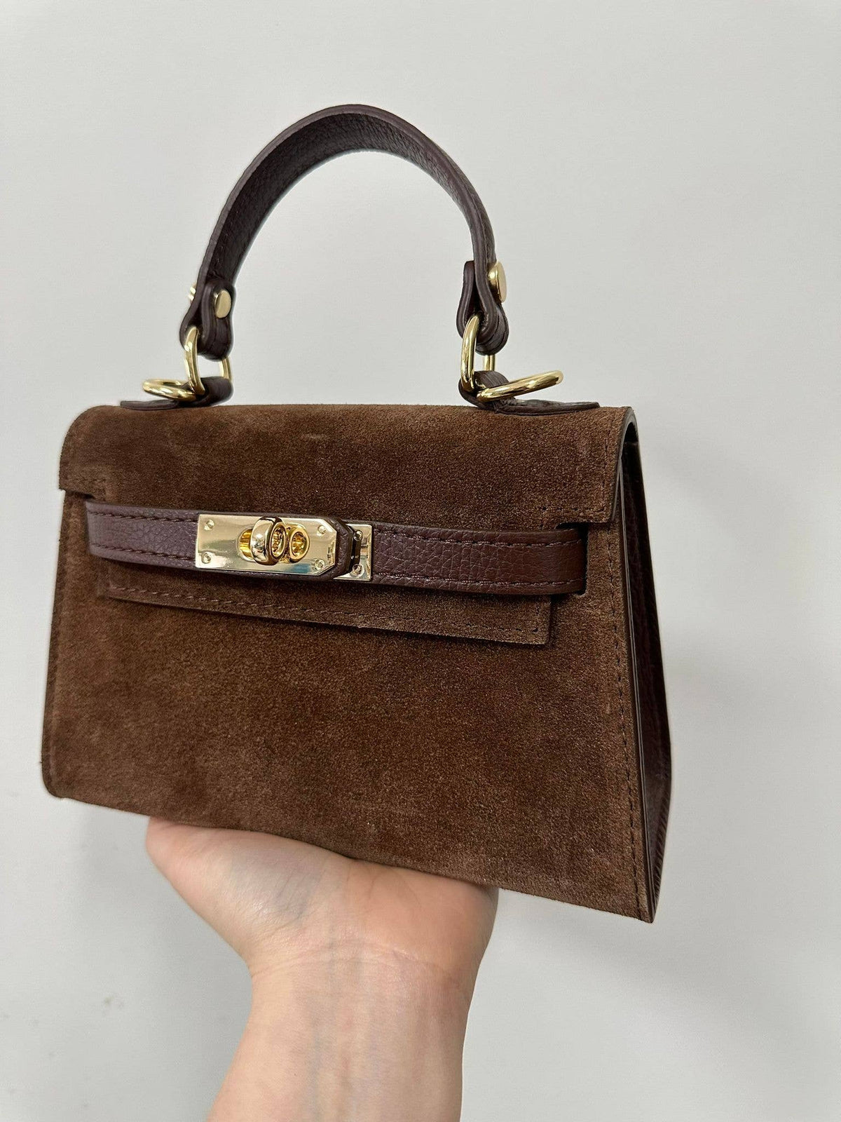 Mini K Suede Bag - Beige