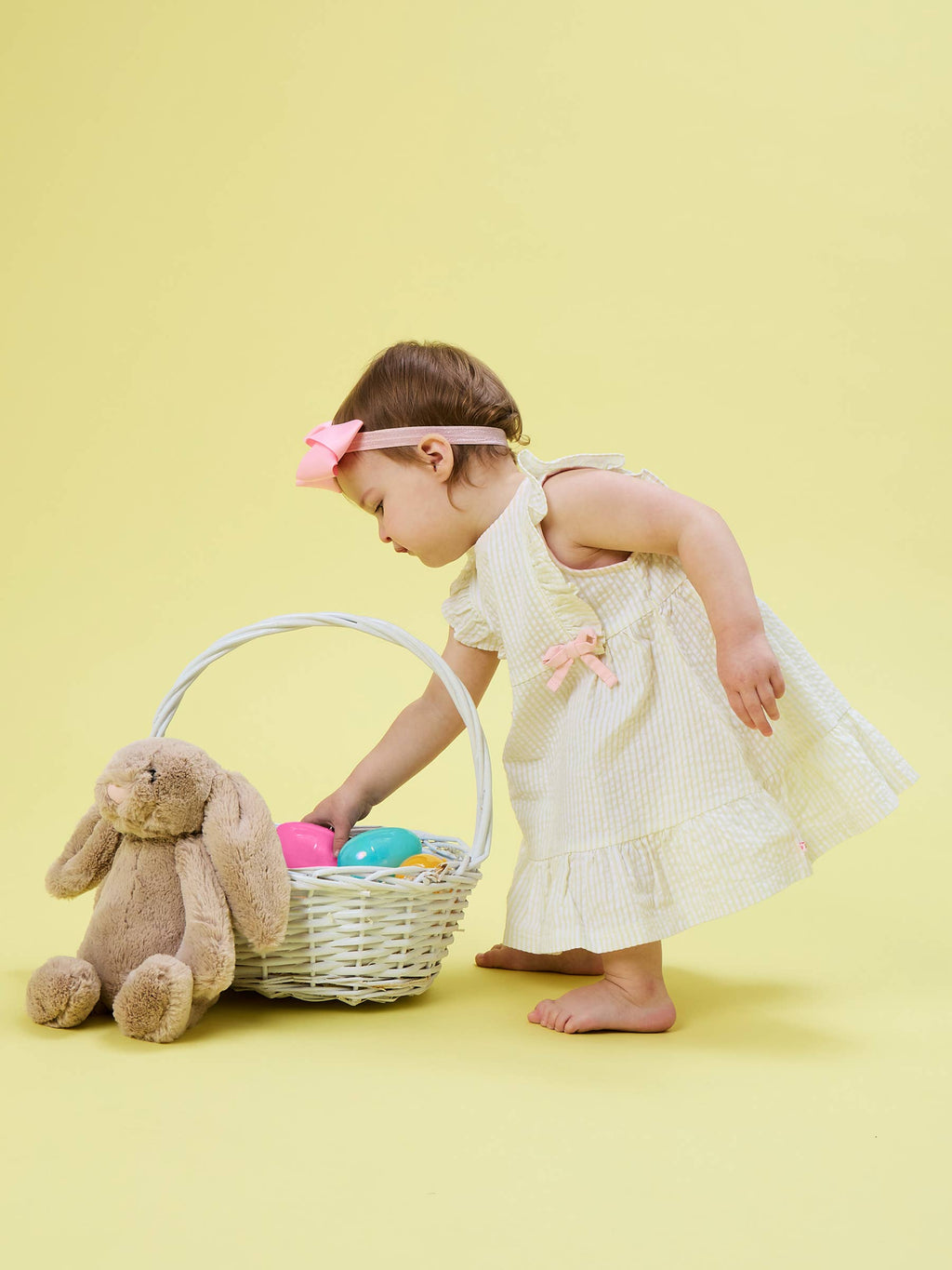 Banana Seersucker Bow Dress