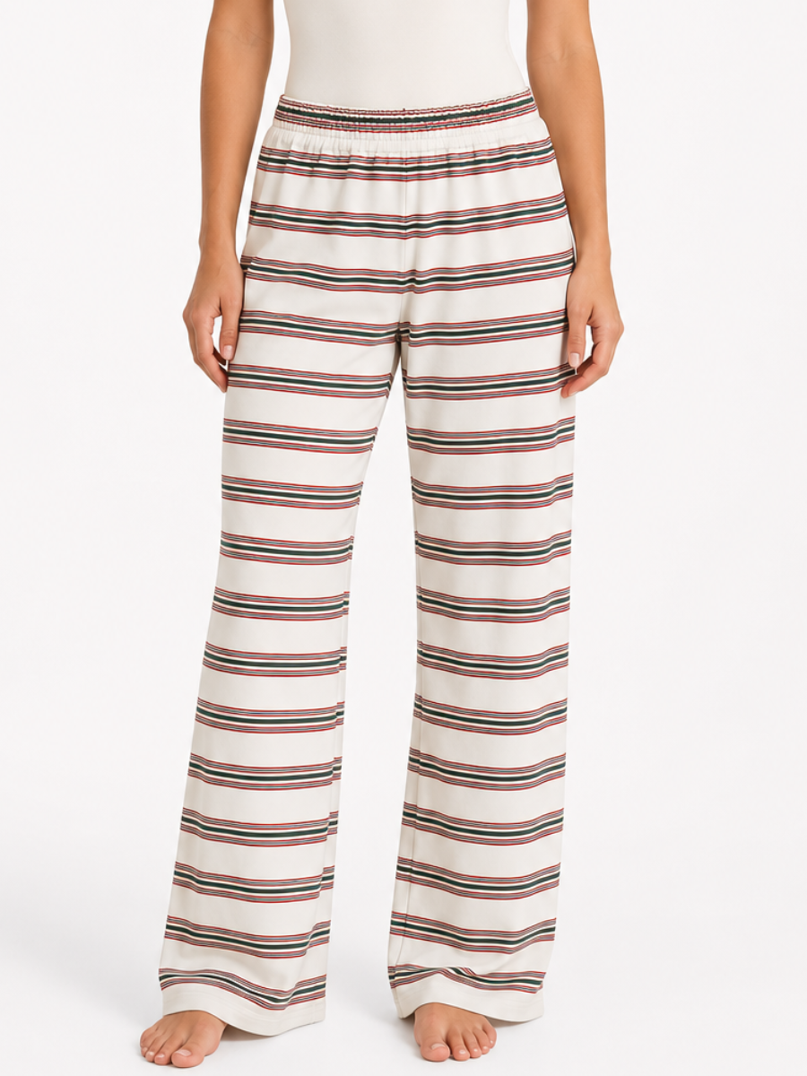Christmas Cheer Striped 100% Cotton French Terry Flare Sweatpants