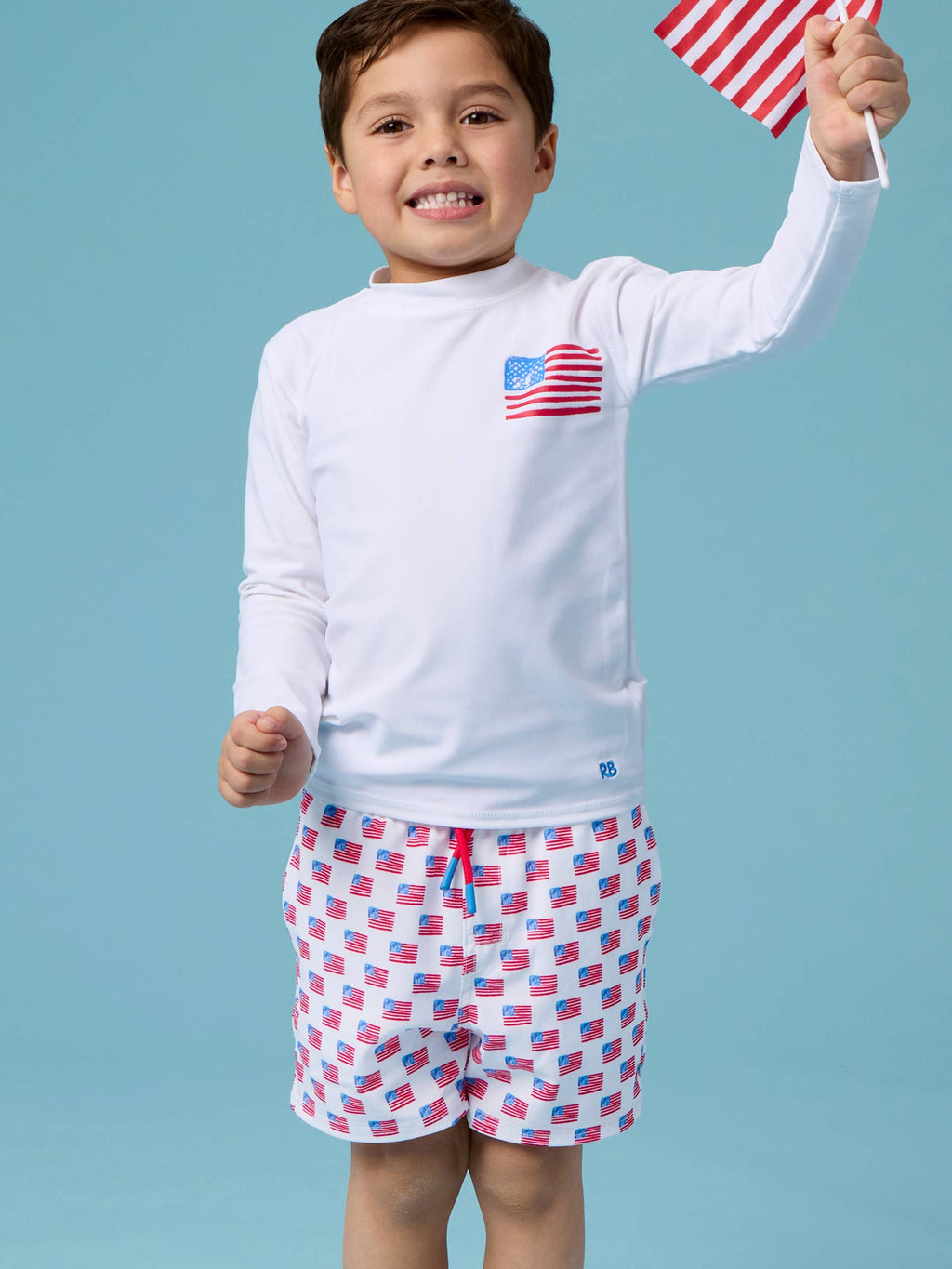 Boys Freedom Flags Performance Hybrid Swim Trunks