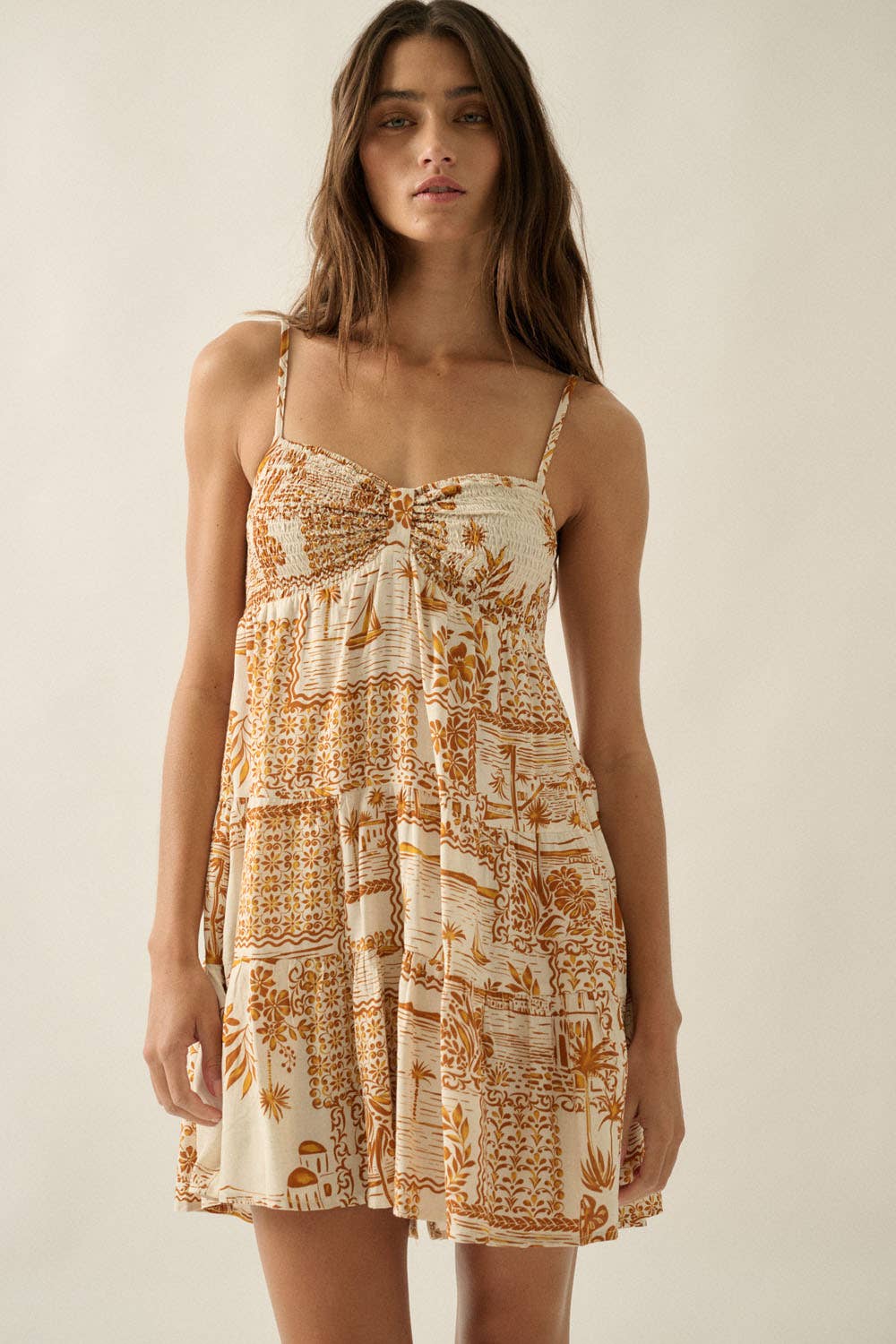 Tropical Smocked Cami Romper