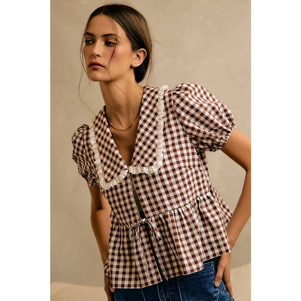 Collared Gingham Blouse
