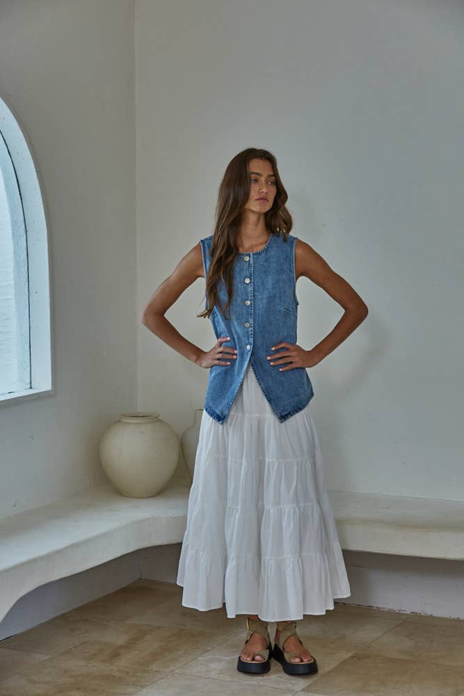 Denim Button Down Vest