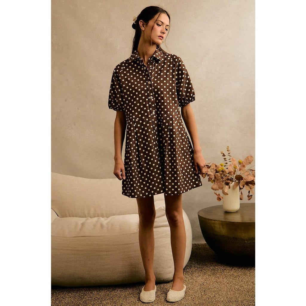 Twill Puff Sleeve Mini