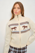Horse Zip-Up Sweater Jacket
