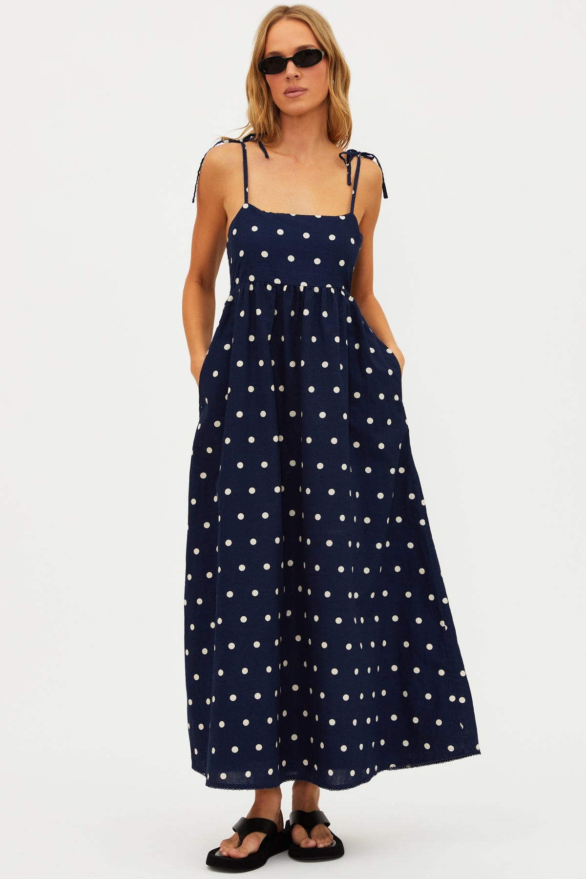 Valory Maxi Dress in Navy Dots