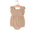 Overall Flutter Romper - Toffee Stripe