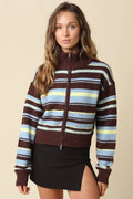 Aspen Striped Zip-Up Cardigan